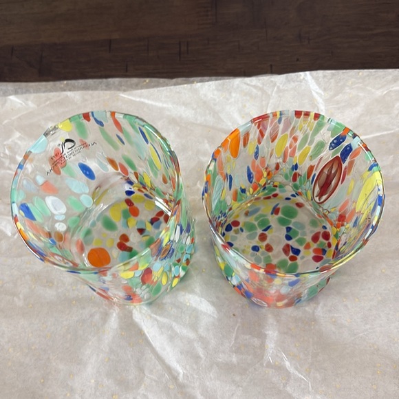 Hand-Blown Murano Drinking Glass, Made in Italy, confetti COLORS NEW - Picture 6 of 8
